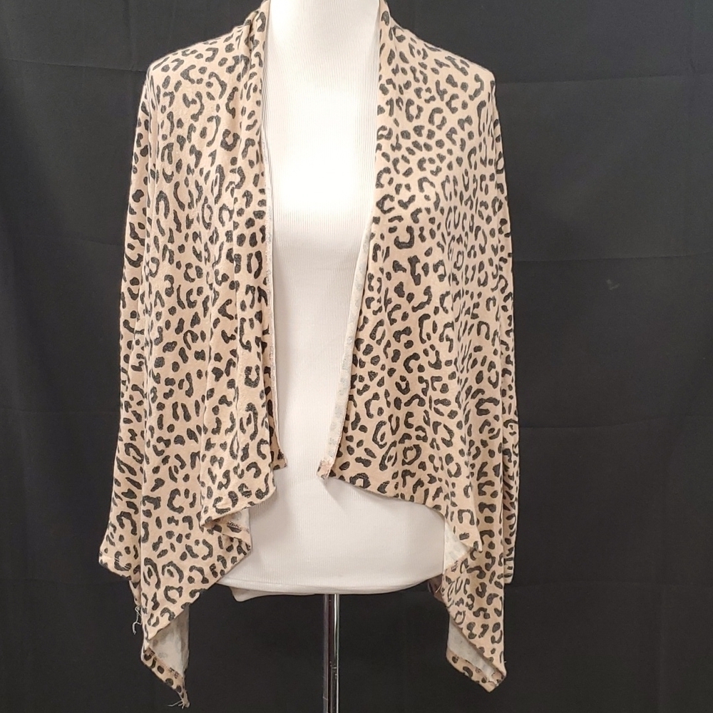 Bobeau Cheetah Print Waterfall Cardigan SZ XS